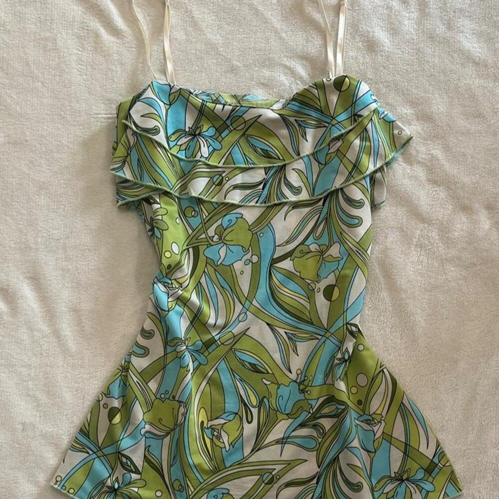 Vintage B.Moss Split Hem Floral Flowy Tank Top Medium
